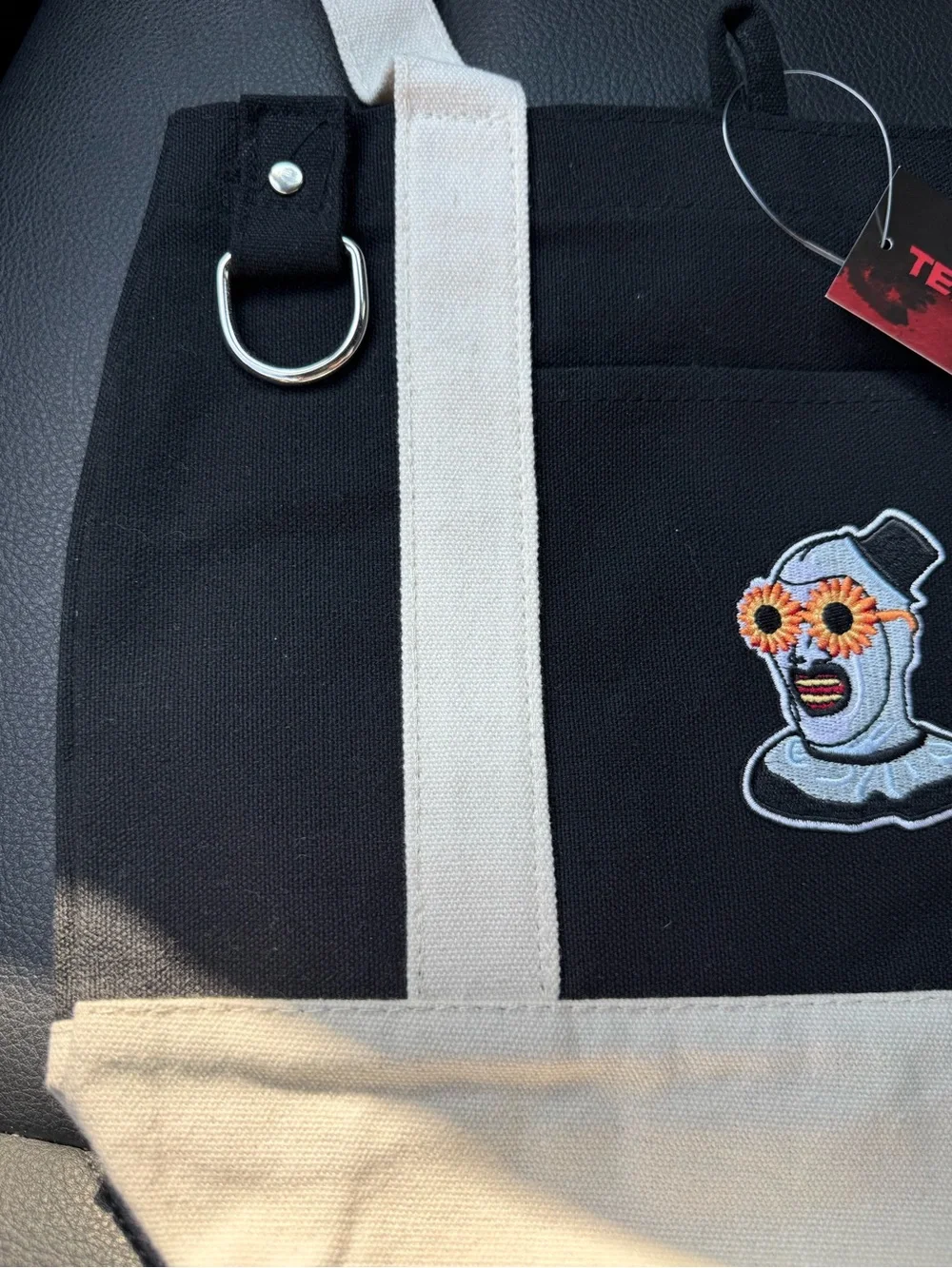 NEW 2026 Spirit Halloween Art The Clown Terrifier Black Beige Tote Bag